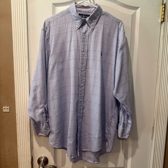 Ralph Lauren Men's Lavender Checkered Polo Shirt in size 16 32/33 - Picture 3 of 6